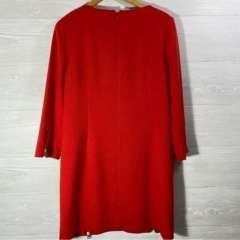 J. Crew Double Zip Shift Dress Size 10 Color Red